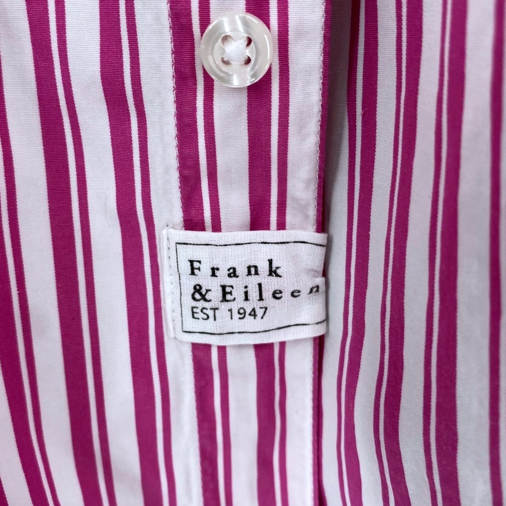Frank & Eileen Joedy Woven Button Up Shirt Pink Stripe Cotton Small NWOT - Picture 7 of 10